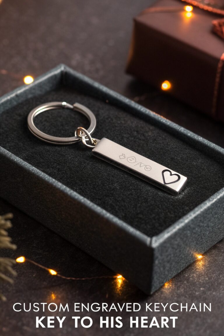 Custom Engraved Keychain: Key to His Heart